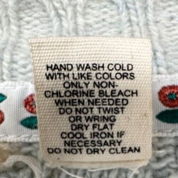 Moth Anthropologie Womens Sweater Sz S Eggshell Blue Floral-Ribbon-Trim Cropped - Picture 7 of 12